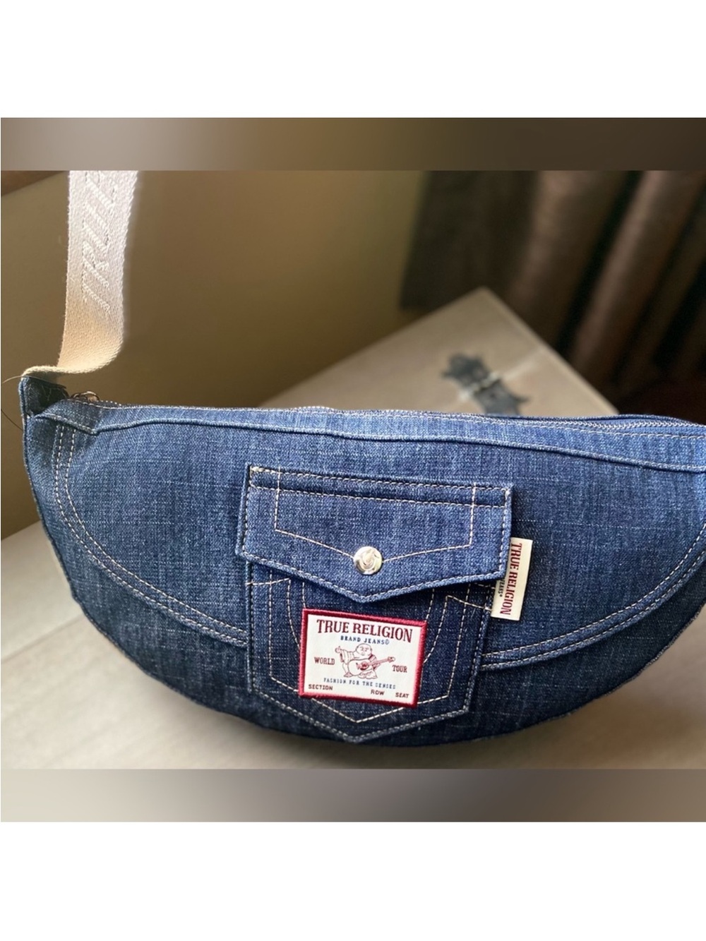 NWT True Religion Utility Hobo Denim Bag w/ Shoulder Crossbody Strap HorseShoe